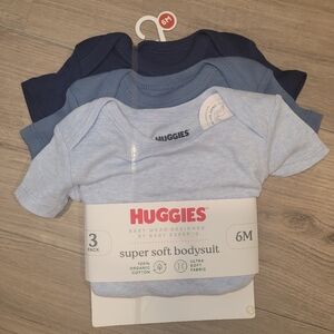 100% Cotton Huggies Baby Bodysuit 3-Pack - Blue
